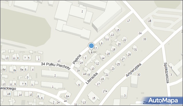 Biała Podlaska, Piękna, 5, mapa Białej Podlaskiej