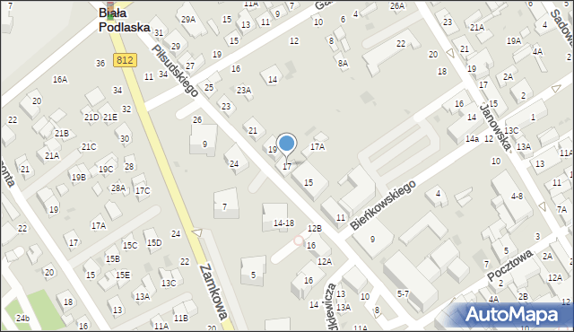 Biała Podlaska, Piłsudskiego Józefa, marsz., 17, mapa Białej Podlaskiej