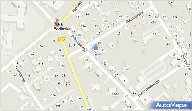 Biała Podlaska, Piłsudskiego Józefa, marsz., 23, mapa Białej Podlaskiej