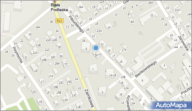 Biała Podlaska, Piłsudskiego Józefa, marsz., 24, mapa Białej Podlaskiej