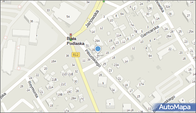 Biała Podlaska, Piłsudskiego Józefa, marsz., 27, mapa Białej Podlaskiej