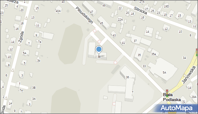 Biała Podlaska, Piłsudskiego Józefa, marsz., 38, mapa Białej Podlaskiej