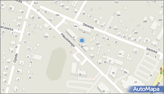 Biała Podlaska, Piłsudskiego Józefa, marsz., 45, mapa Białej Podlaskiej