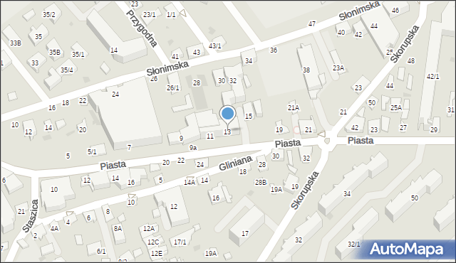 Białystok, Piasta, 13, mapa Białegostoku