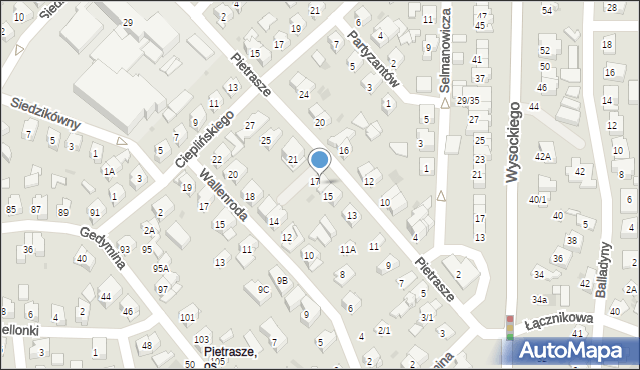 Białystok, Pietrasze, 17A, mapa Białegostoku