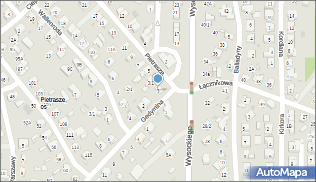 Białystok, Pietrasze, 3, mapa Białegostoku