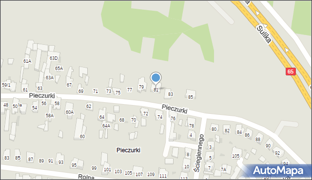 Białystok, Pieczurki, 81, mapa Białegostoku
