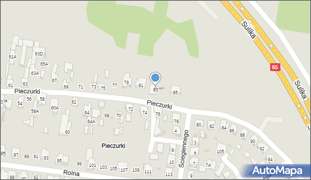 Białystok, Pieczurki, 83, mapa Białegostoku