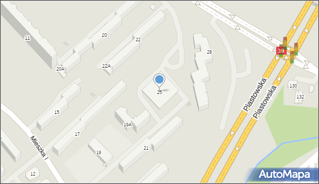 Białystok, Piastowska, 25, mapa Białegostoku