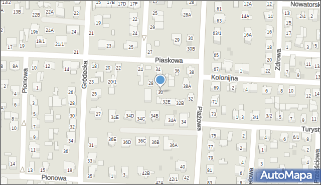 Białystok, Piaskowa, 30, mapa Białegostoku