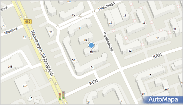 Białystok, Pietkiewicza Michała, 8B, mapa Białegostoku