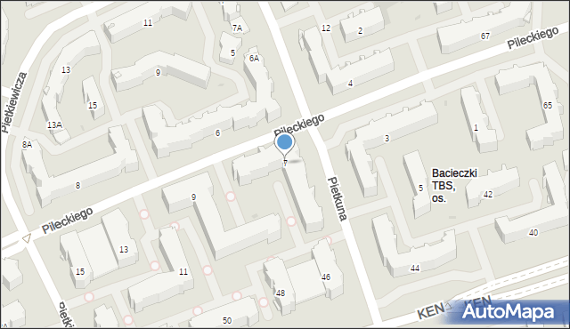 Białystok, Pileckiego Witolda, rtm., 7, mapa Białegostoku