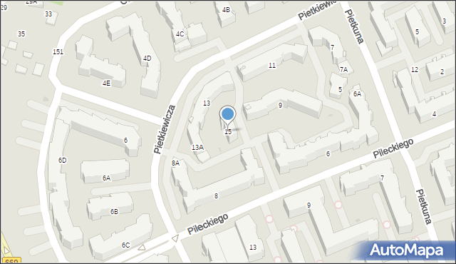 Białystok, Pietkiewicza Michała, 15, mapa Białegostoku