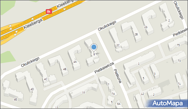 Białystok, Pietkiewicza Michała, 4, mapa Białegostoku