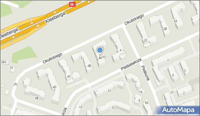 Białystok, Pietkiewicza Michała, 4A, mapa Białegostoku