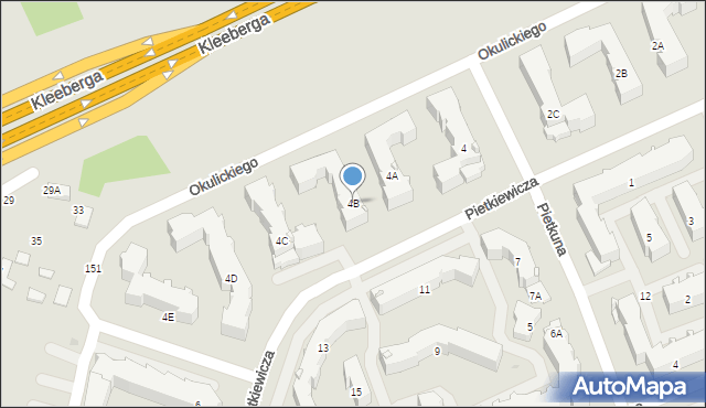 Białystok, Pietkiewicza Michała, 4B, mapa Białegostoku