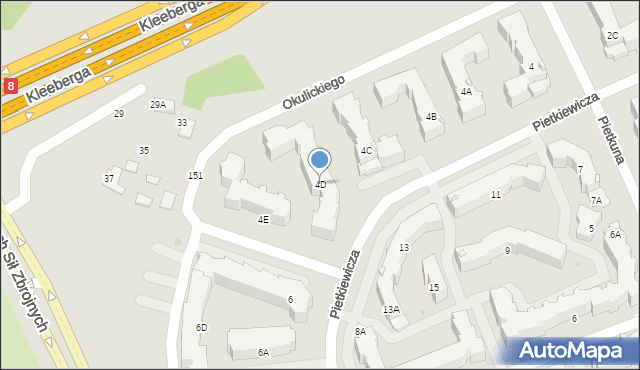 Białystok, Pietkiewicza Michała, 4D, mapa Białegostoku