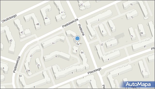 Białystok, Pietkiewicza Michała, 7A, mapa Białegostoku