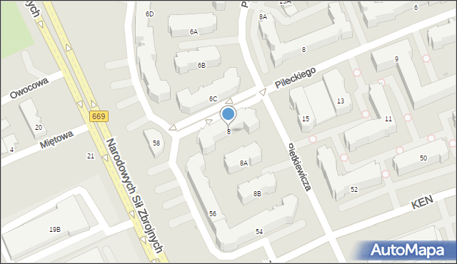 Białystok, Pietkiewicza Michała, 8, mapa Białegostoku