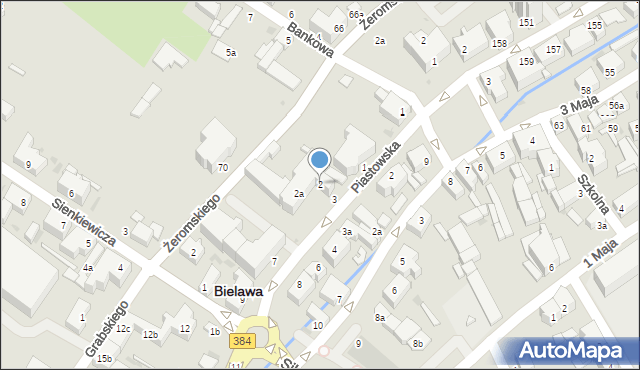 Bielawa, Piastowska, 2, mapa Bielawa