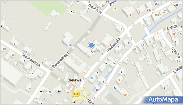 Bielawa, Piastowska, 2a, mapa Bielawa