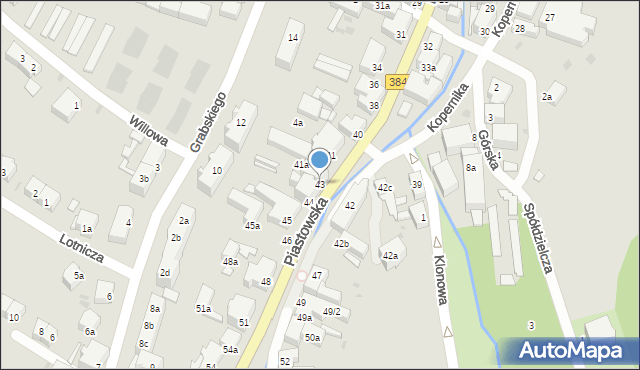 Bielawa, Piastowska, 43, mapa Bielawa