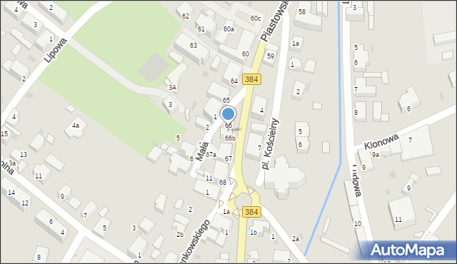 Bielawa, Piastowska, 66a, mapa Bielawa