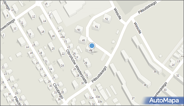 Bielawa, Piłsudskiego Józefa, marsz., 48, mapa Bielawa