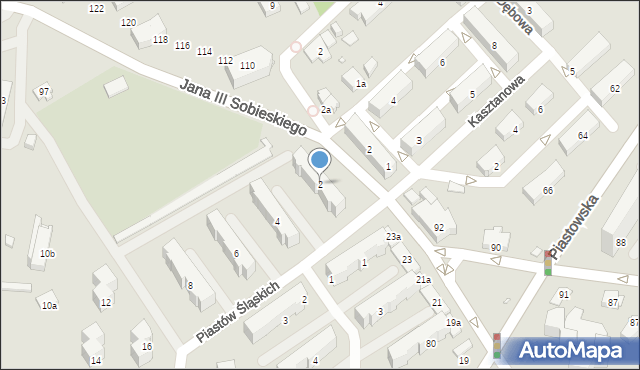 Bielsko-Biała, Piastów Śląskich, 2, mapa Bielsko-Białej