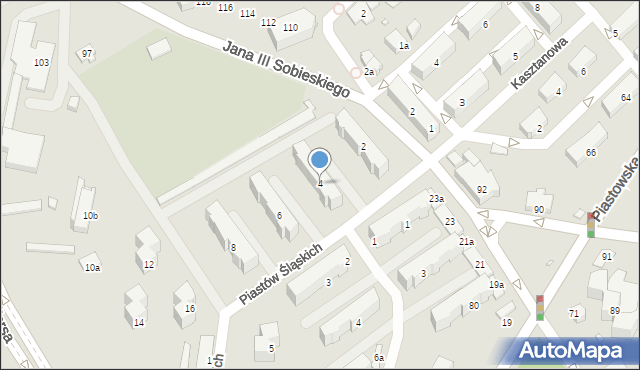 Bielsko-Biała, Piastów Śląskich, 4, mapa Bielsko-Białej