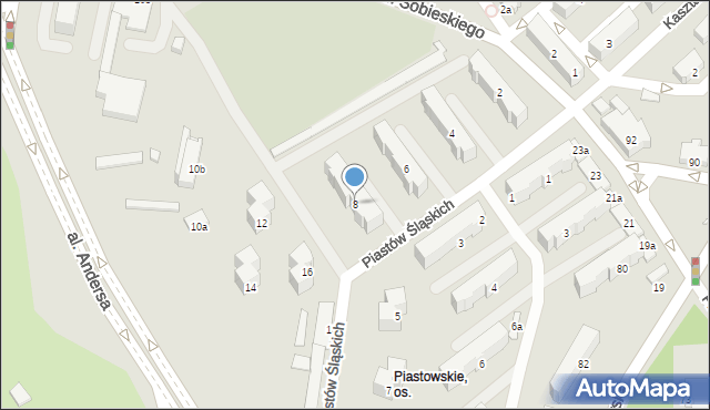 Bielsko-Biała, Piastów Śląskich, 8, mapa Bielsko-Białej