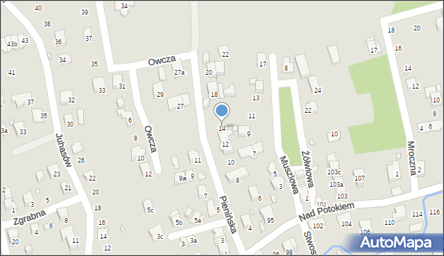 Bielsko-Biała, Pienińska, 14, mapa Bielsko-Białej