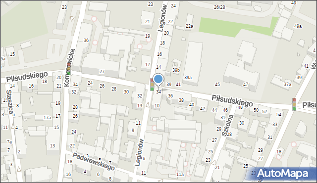 Bielsko-Biała, Piłsudskiego Józefa, marsz., 34, mapa Bielsko-Białej
