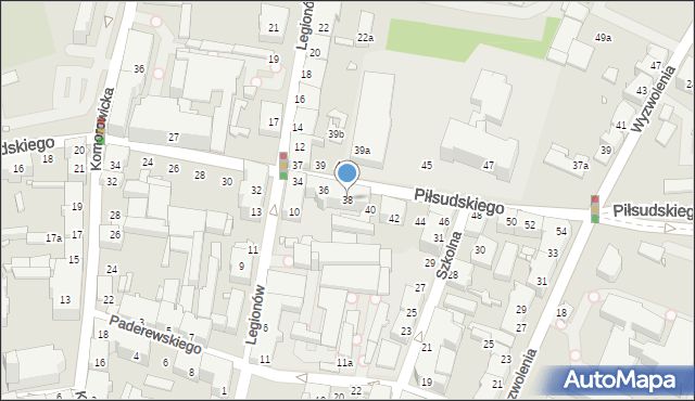 Bielsko-Biała, Piłsudskiego Józefa, marsz., 38, mapa Bielsko-Białej