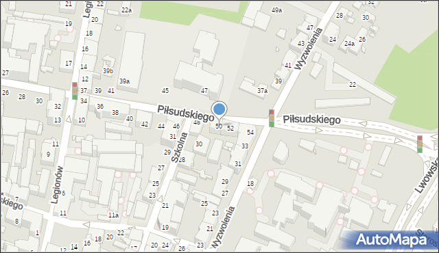 Bielsko-Biała, Piłsudskiego Józefa, marsz., 50, mapa Bielsko-Białej