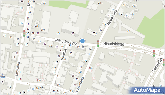 Bielsko-Biała, Piłsudskiego Józefa, marsz., 52, mapa Bielsko-Białej