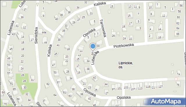 Bielsko-Biała, Piotrkowska, 32, mapa Bielsko-Białej