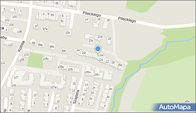 Bielsko-Biała, Pileckiego Witolda, rtm., 24k, mapa Bielsko-Białej