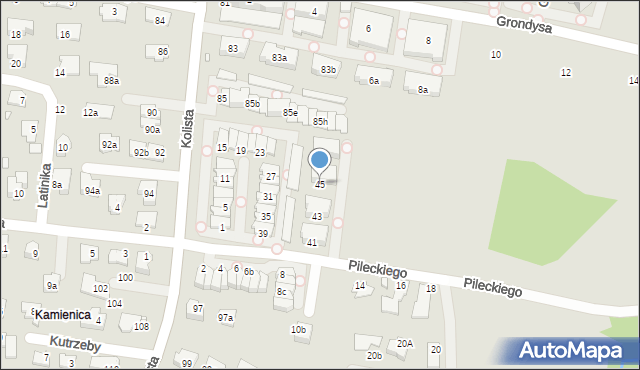 Bielsko-Biała, Pileckiego Witolda, rtm., 45, mapa Bielsko-Białej