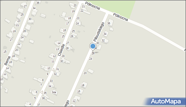 Bierutów, Piłsudskiego Józefa, marsz., 26, mapa Bierutów