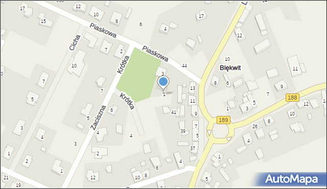 Blękwit, Piaskowa, 1, mapa Blękwit