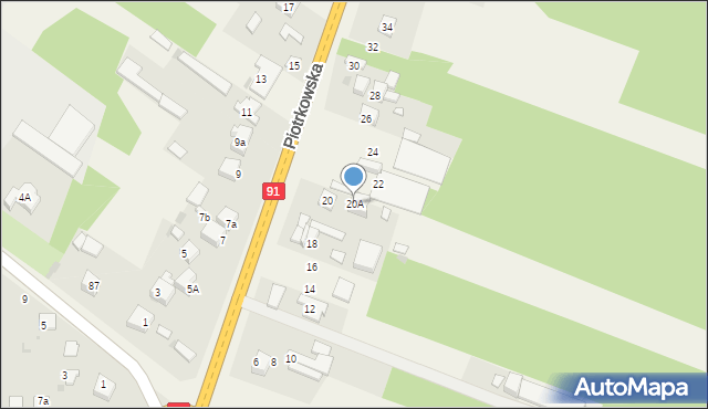 Blok Dobryszyce, Piotrkowska, 20A, mapa Blok Dobryszyce