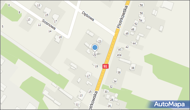 Blok Dobryszyce, Piotrkowska, 21, mapa Blok Dobryszyce