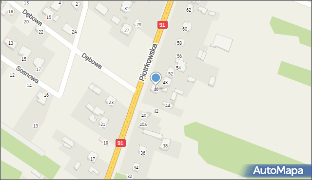 Blok Dobryszyce, Piotrkowska, 46, mapa Blok Dobryszyce