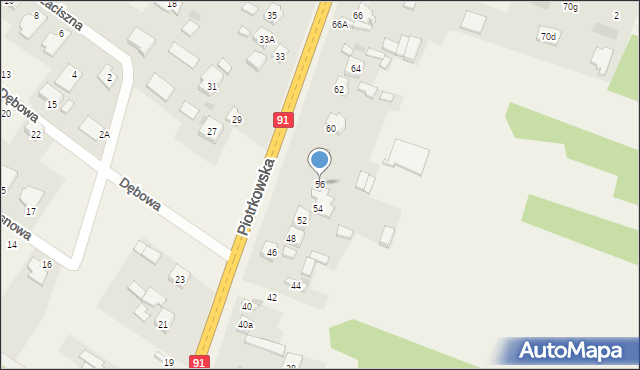 Blok Dobryszyce, Piotrkowska, 56, mapa Blok Dobryszyce