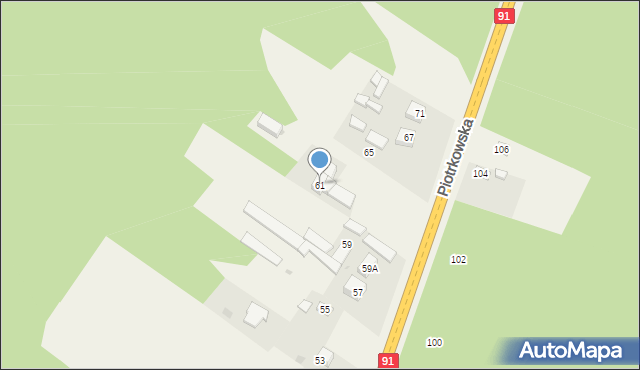 Blok Dobryszyce, Piotrkowska, 61, mapa Blok Dobryszyce