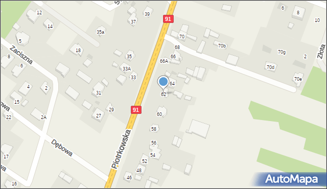 Blok Dobryszyce, Piotrkowska, 62, mapa Blok Dobryszyce