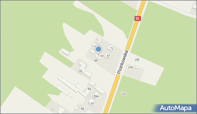 Blok Dobryszyce, Piotrkowska, 69, mapa Blok Dobryszyce