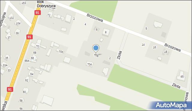 Blok Dobryszyce, Piotrkowska, 70g, mapa Blok Dobryszyce