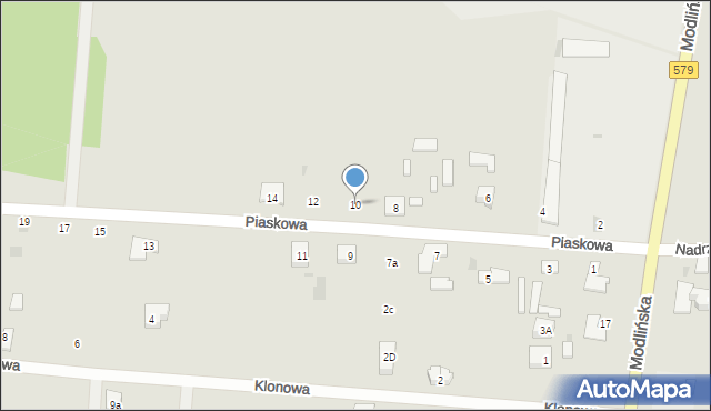 Błonie, Piaskowa, 10, mapa Błonie